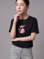 JESPÁK PINK PANTHER CHARACTER HIGH DENSITY EMBROIDERY OVERSIZED T-SHIRT