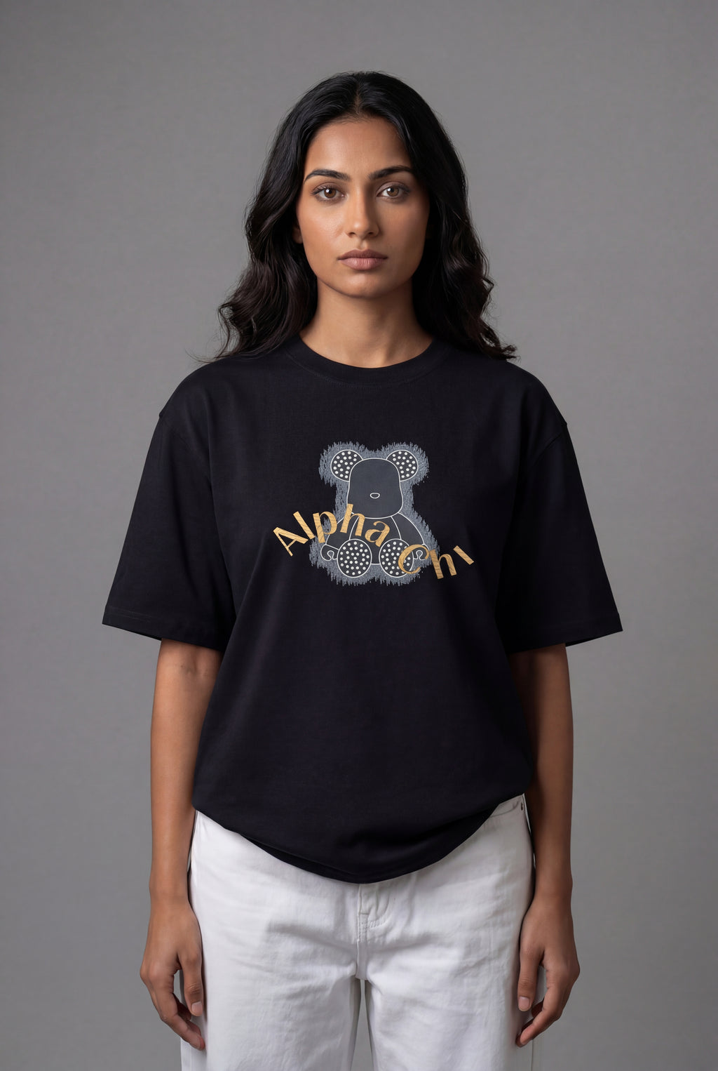 ALPHA CHI EMBOSSED TEDDY DESIGN T-SHIRT