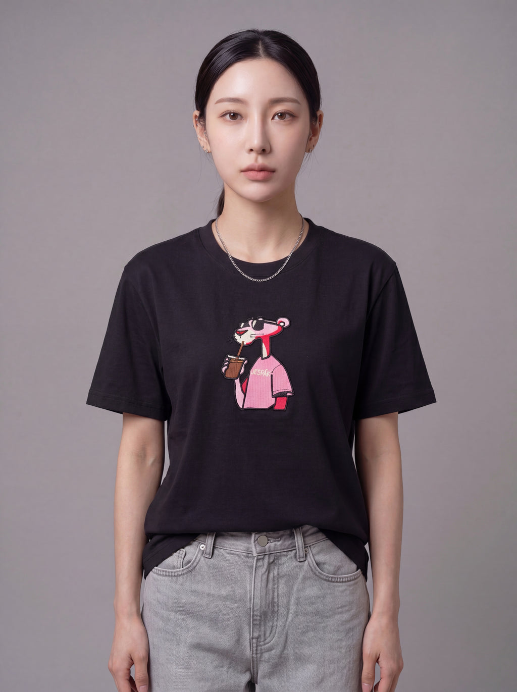 JESPÁK PINK PANTHER CHARACTER HIGH DENSITY EMBROIDERY OVERSIZED T-SHIRT