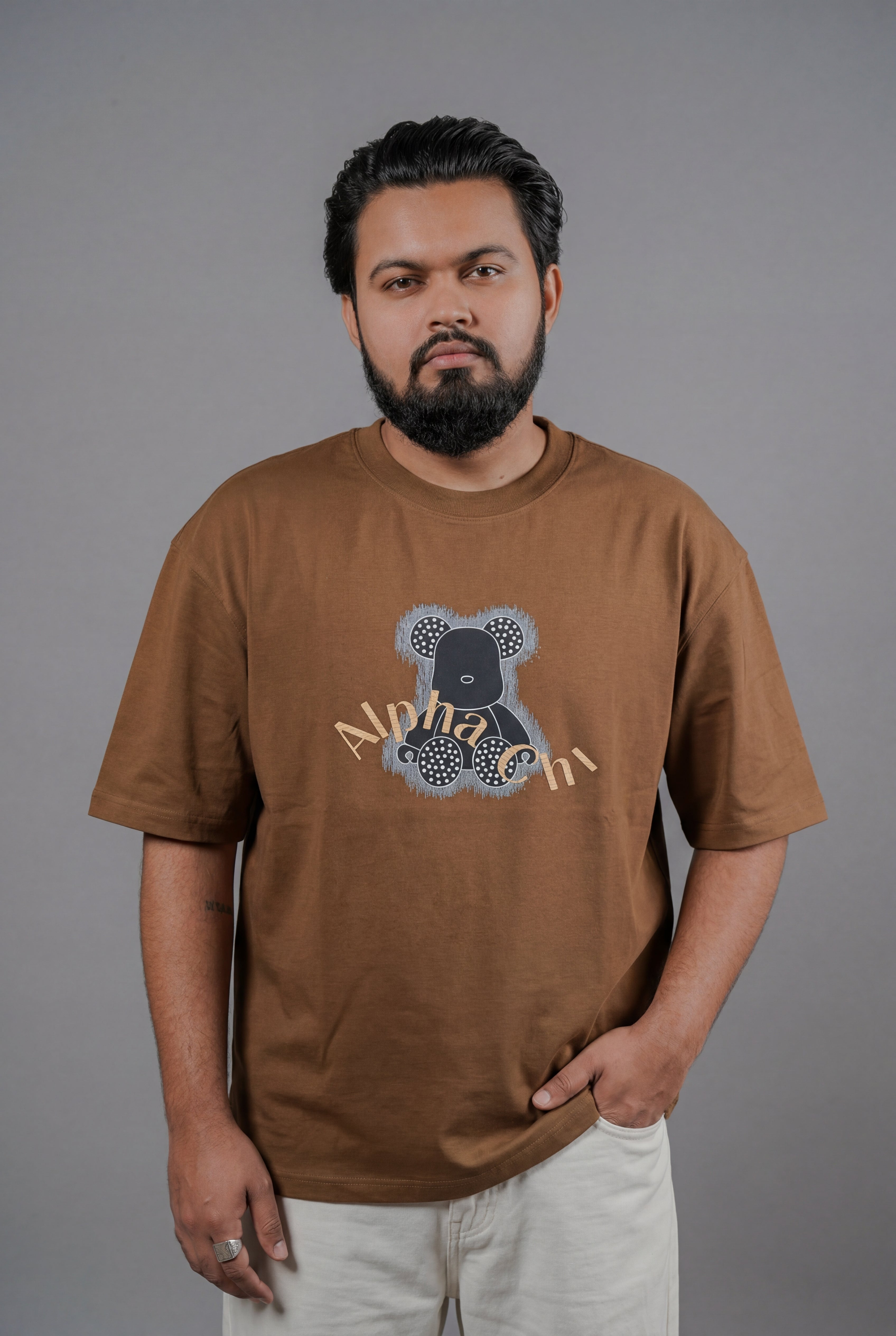 ALPHA CHI EMBOSSED TEDDY DESIGN T-SHIRT