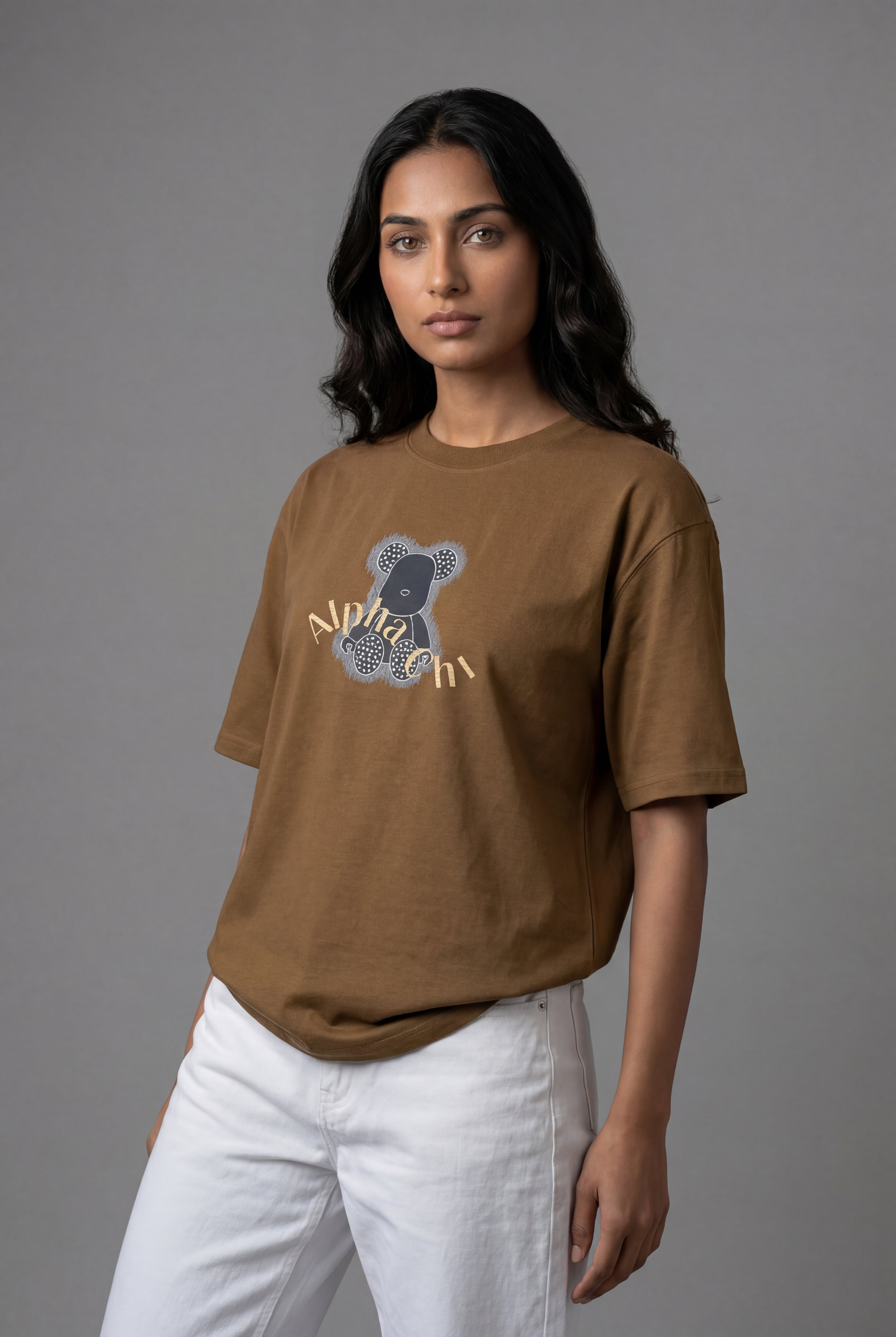ALPHA CHI EMBOSSED TEDDY DESIGN T-SHIRT