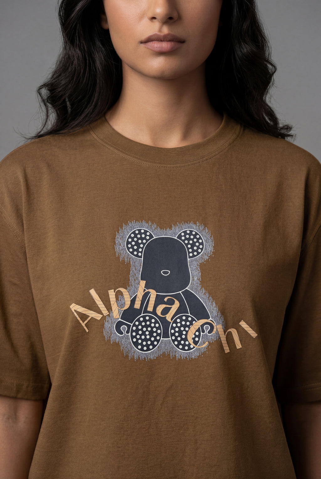 ALPHA CHI EMBOSSED TEDDY DESIGN T-SHIRT