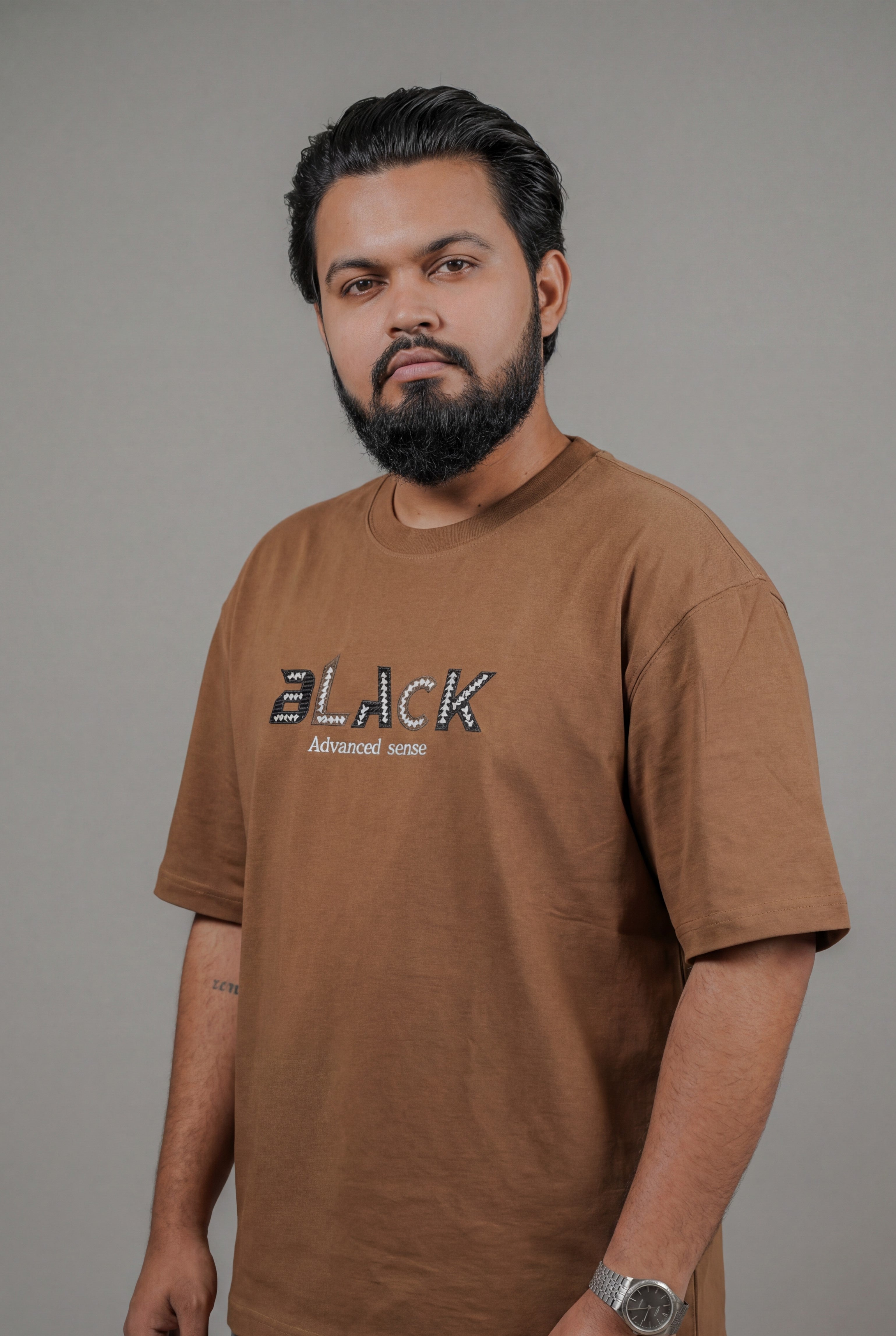 BLACK ADVANCED SENSE STRUCTURED OVERSIZED T-SHIRT