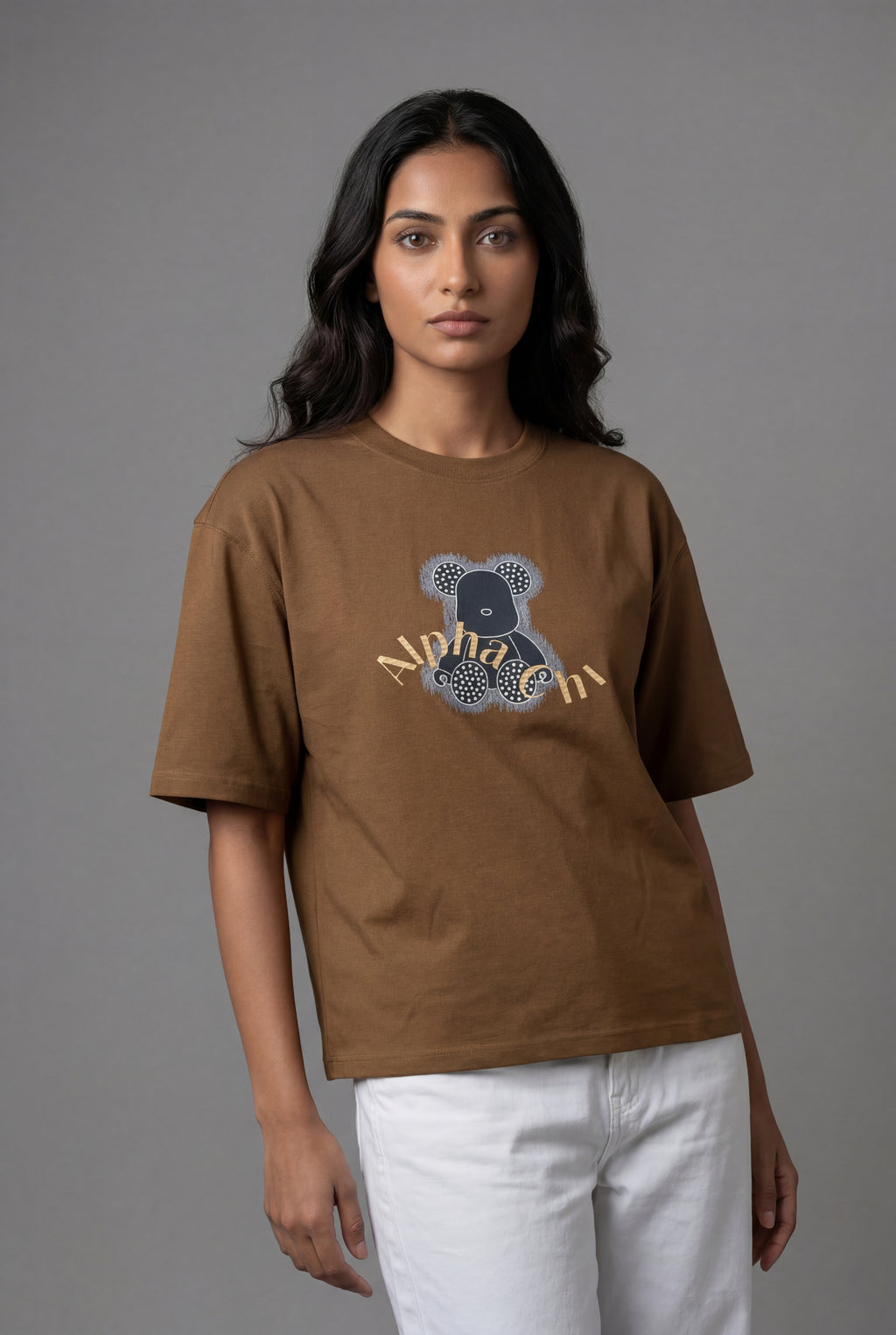 ALPHA CHI EMBOSSED TEDDY DESIGN T-SHIRT