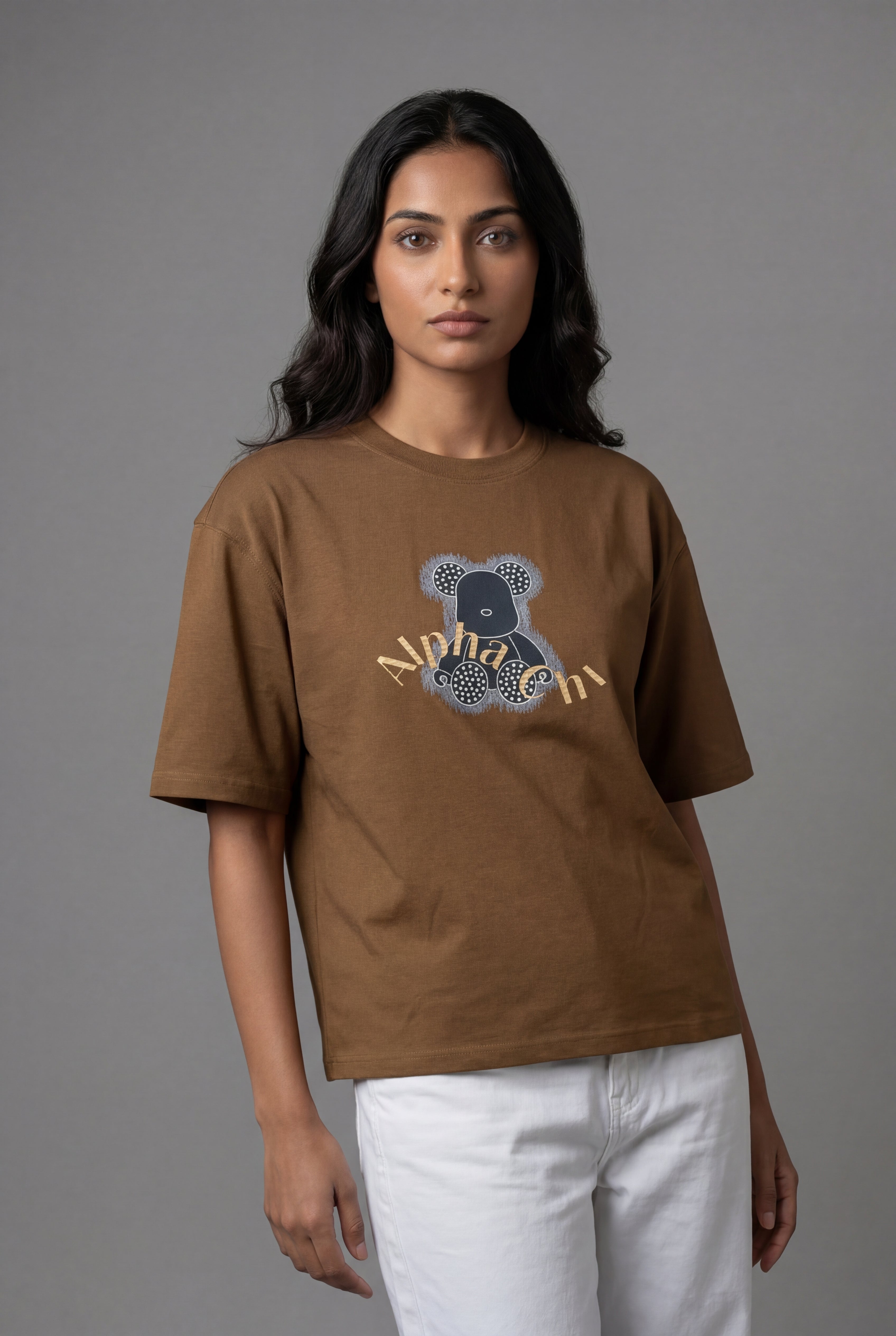 ALPHA CHI EMBOSSED TEDDY DESIGN T-SHIRT