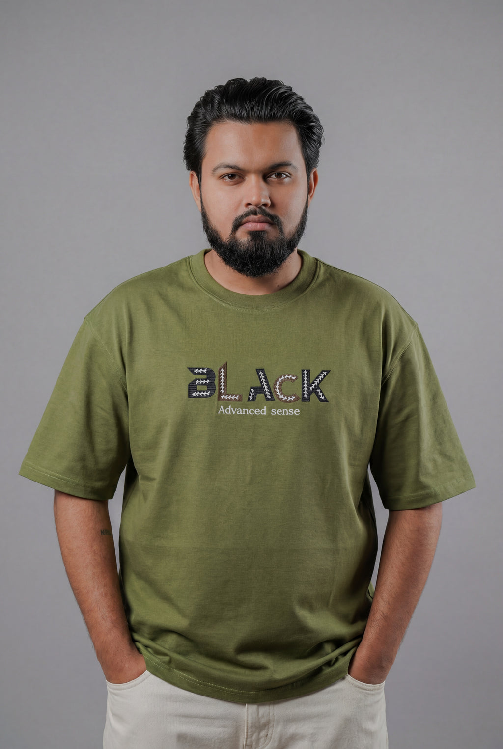 BLACK ADVANCED SENSE STRUCTURED OVERSIZED T-SHIRT