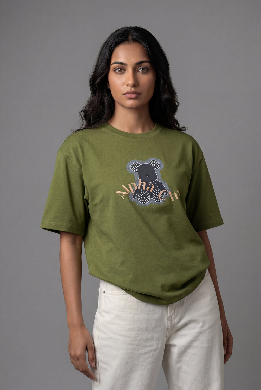 ALPHA CHI EMBOSSED TEDDY DESIGN T-SHIRT