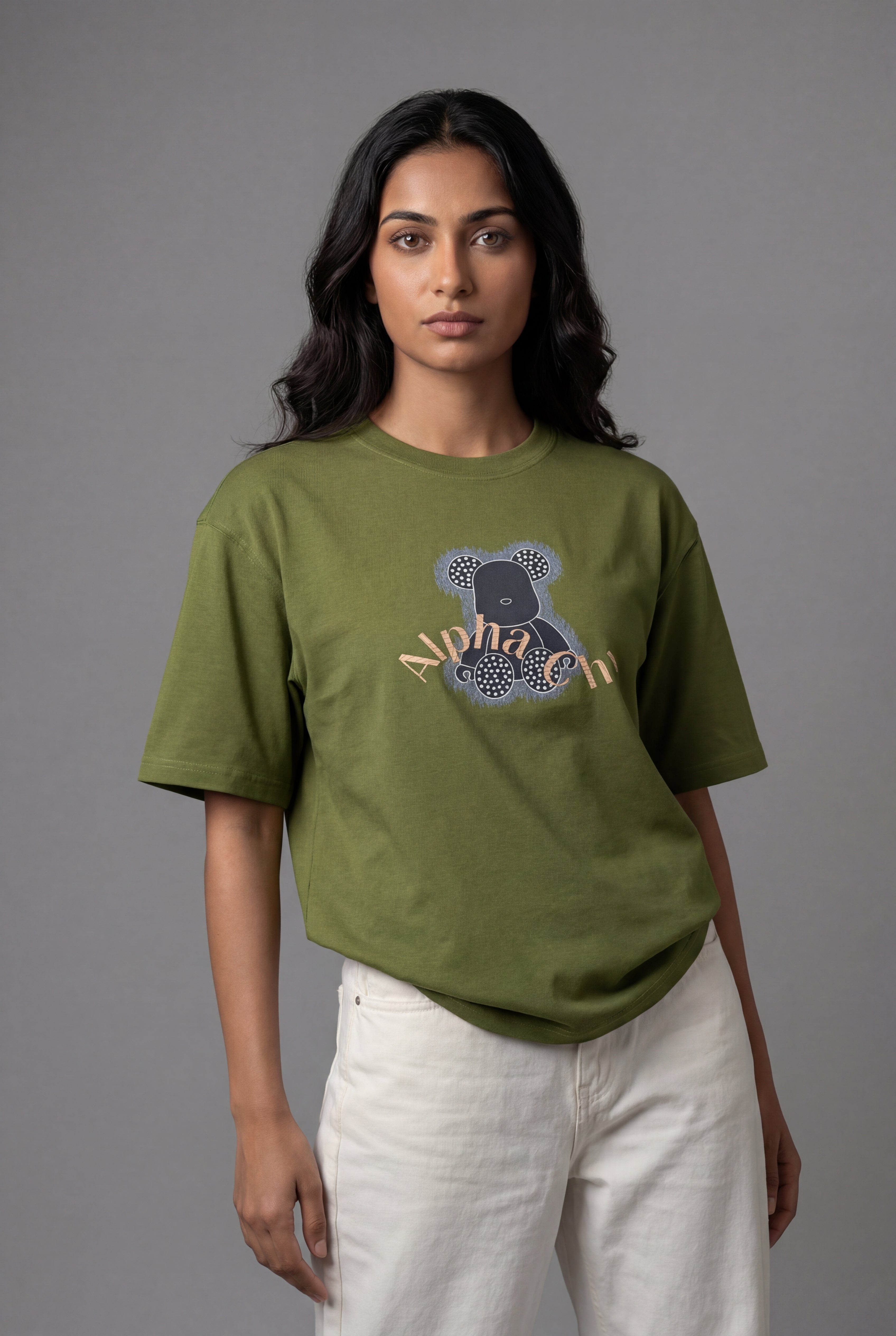 ALPHA CHI EMBOSSED TEDDY DESIGN T-SHIRT