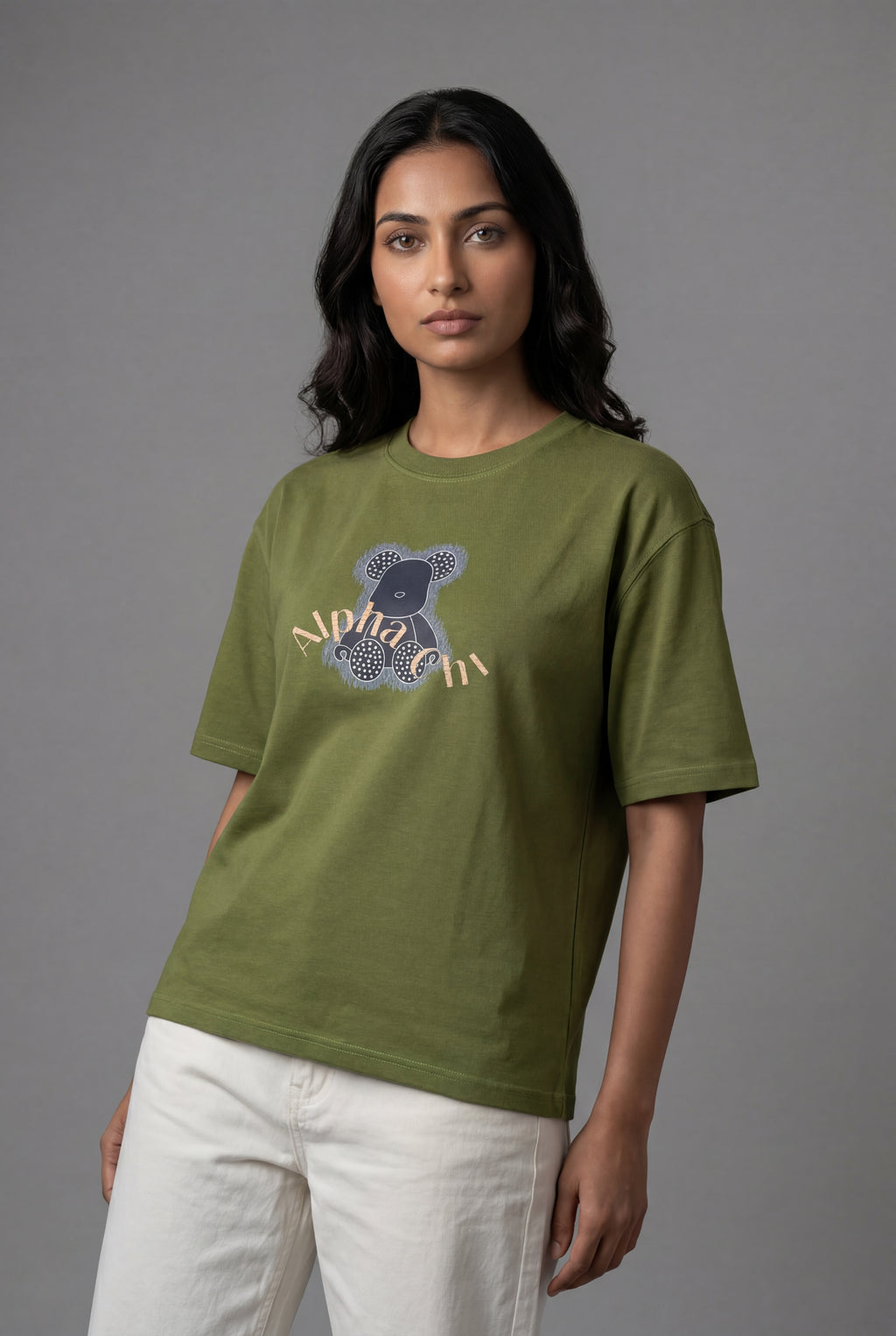 ALPHA CHI EMBOSSED TEDDY DESIGN T-SHIRT