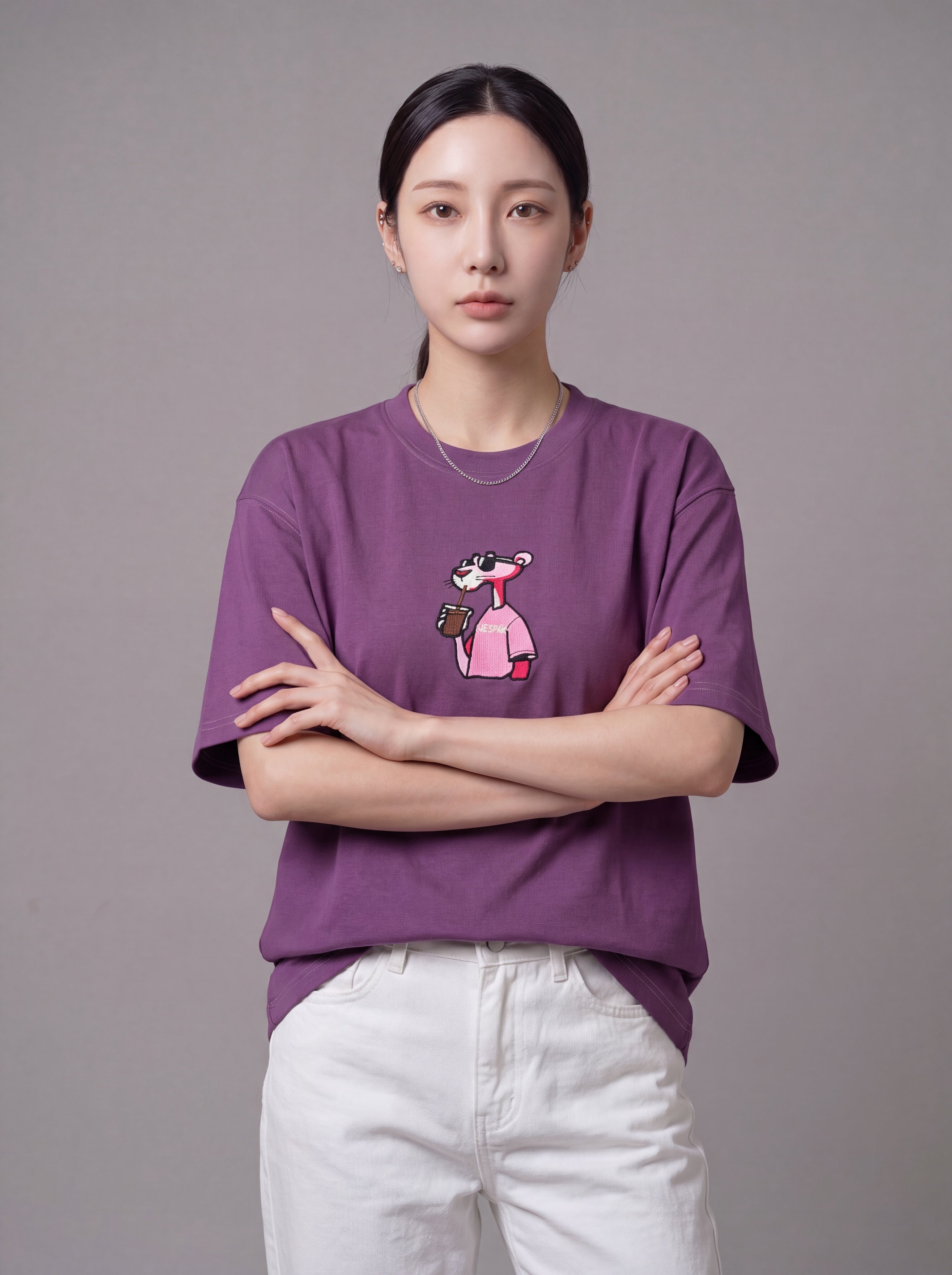 JESPÁK PINK PANTHER CHARACTER HIGH DENSITY EMBROIDERY OVERSIZED T-SHIRT
