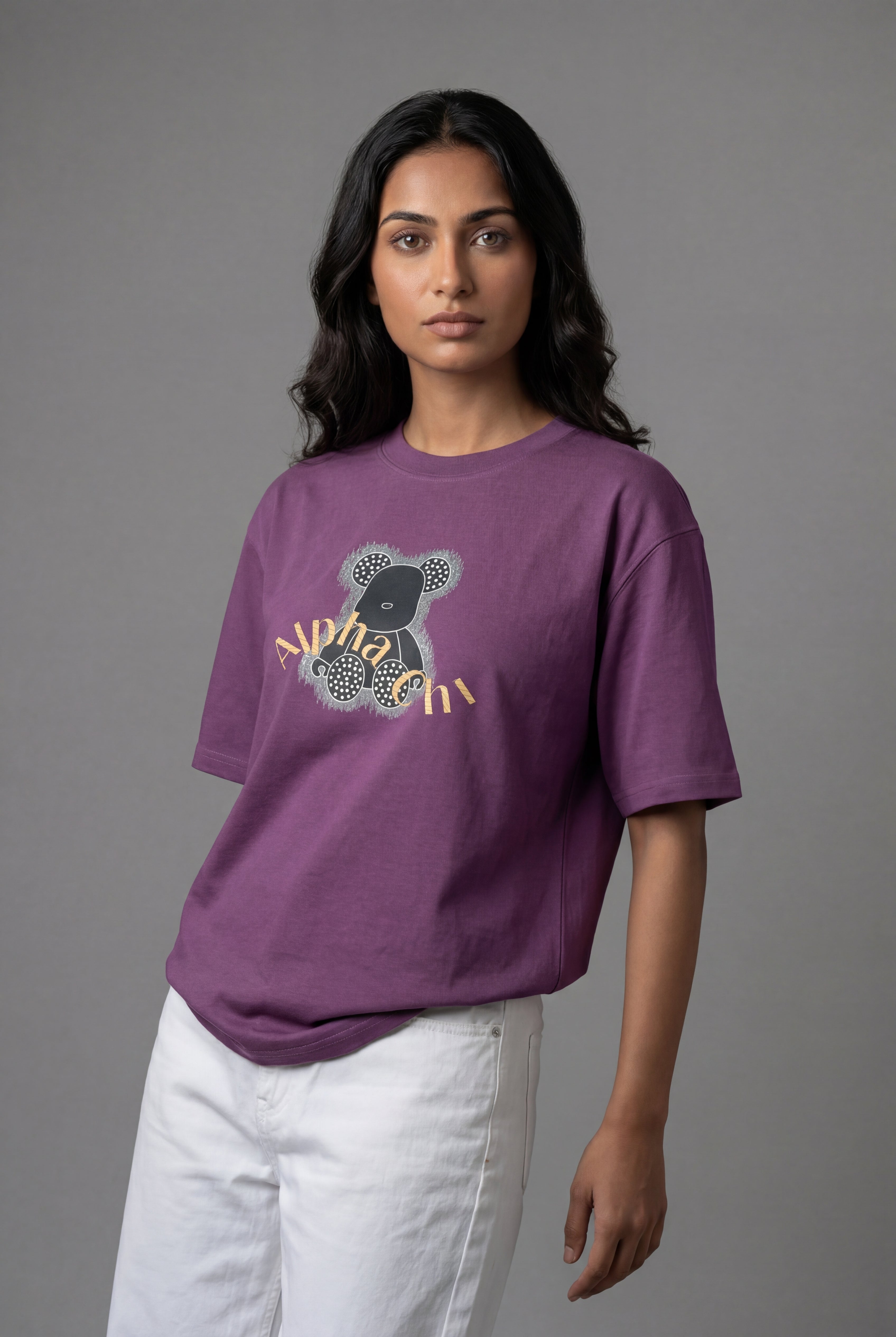 ALPHA CHI EMBOSSED TEDDY DESIGN T-SHIRT