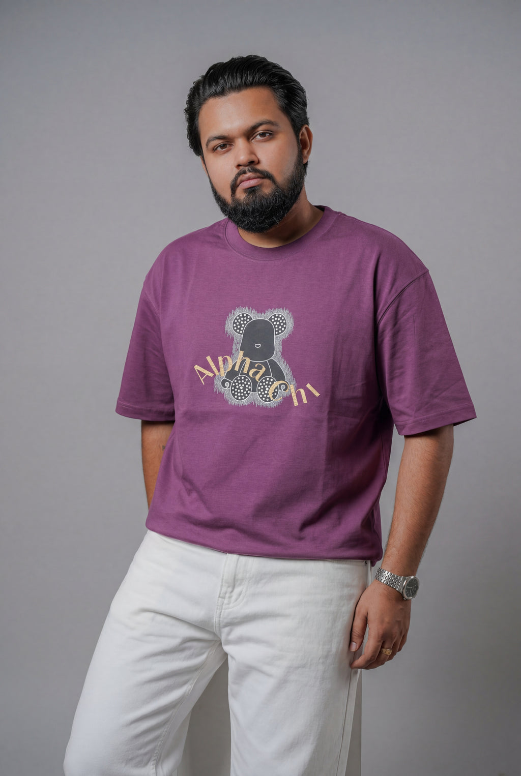 ALPHA CHI EMBOSSED TEDDY DESIGN T-SHIRT