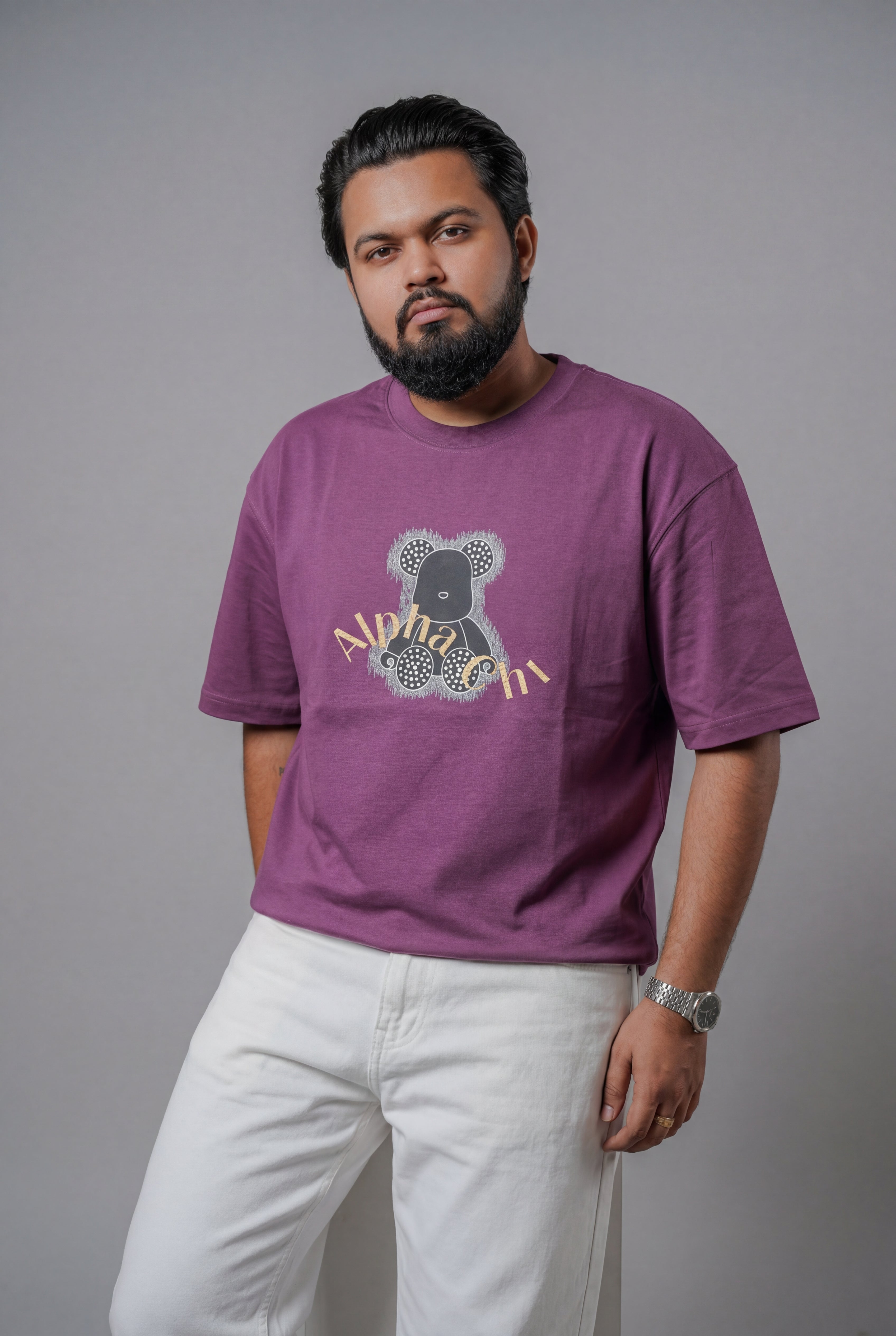 ALPHA CHI EMBOSSED TEDDY DESIGN T-SHIRT