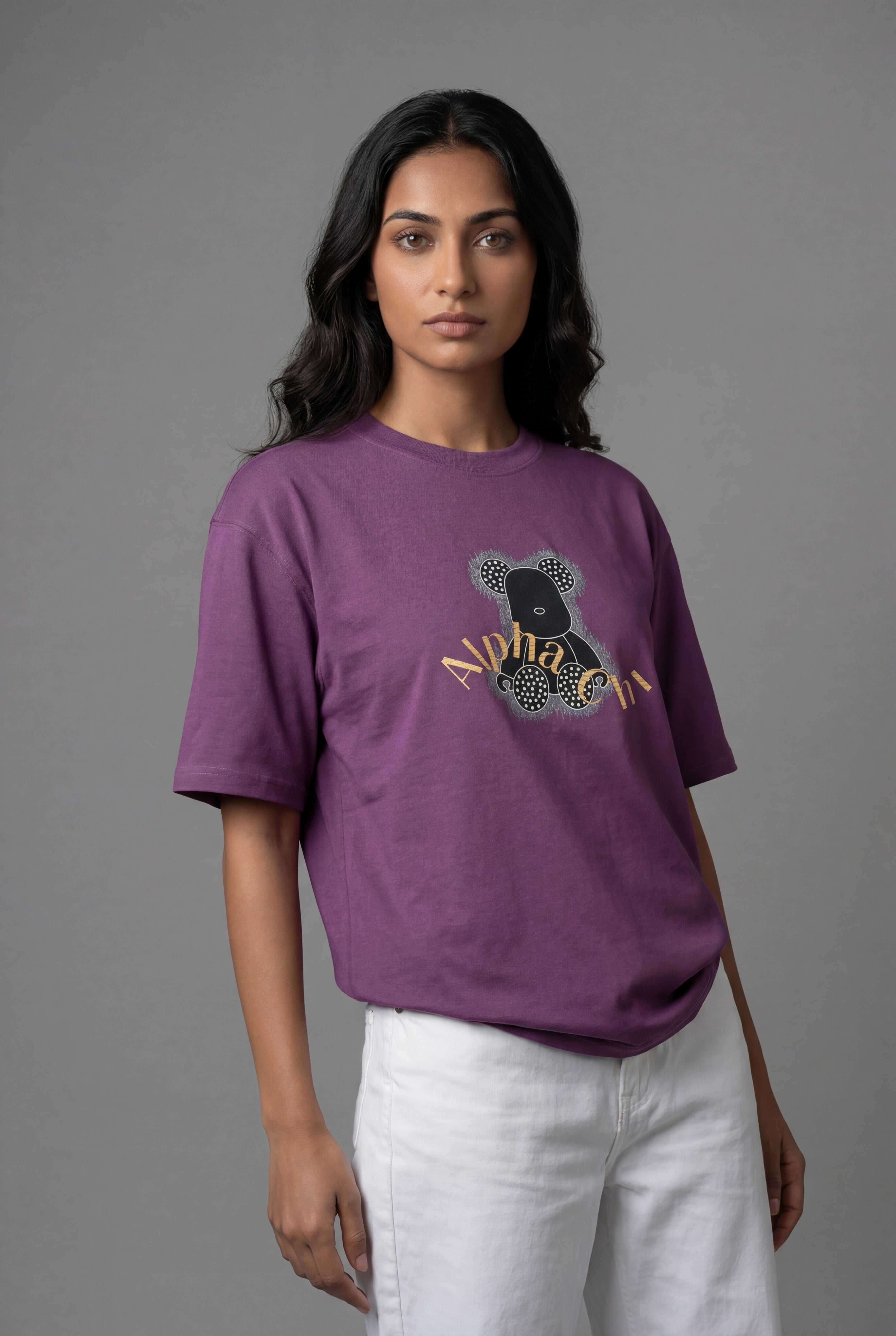 ALPHA CHI EMBOSSED TEDDY DESIGN T-SHIRT