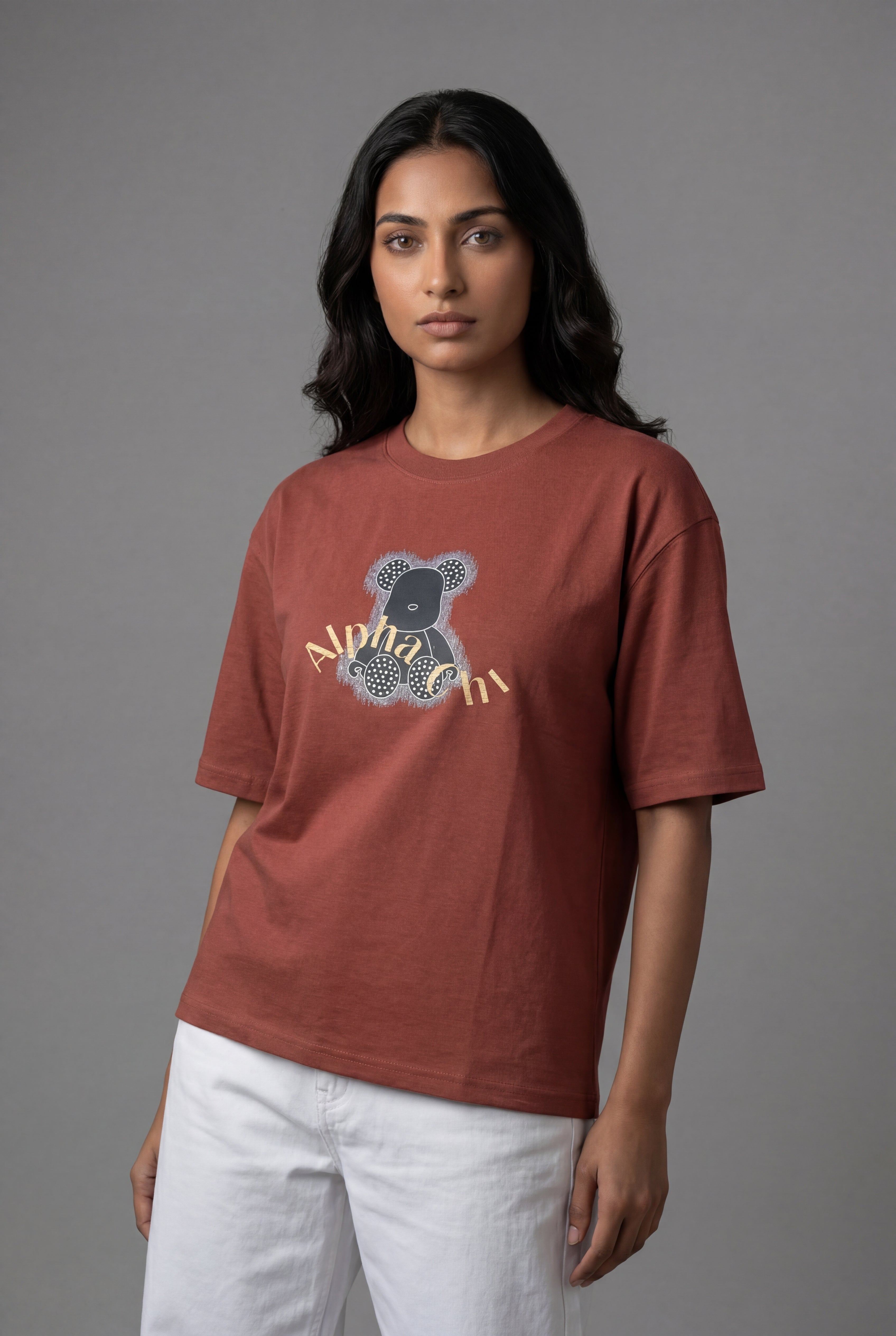 ALPHA CHI EMBOSSED TEDDY DESIGN T-SHIRT