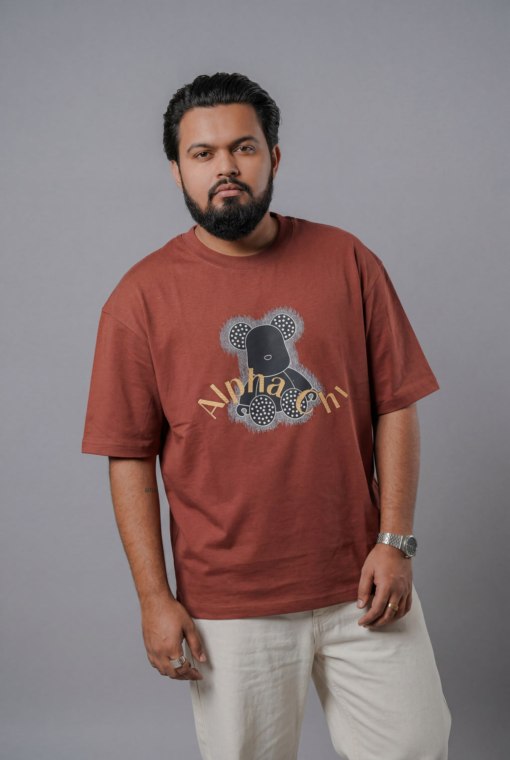 ALPHA CHI EMBOSSED TEDDY DESIGN T-SHIRT