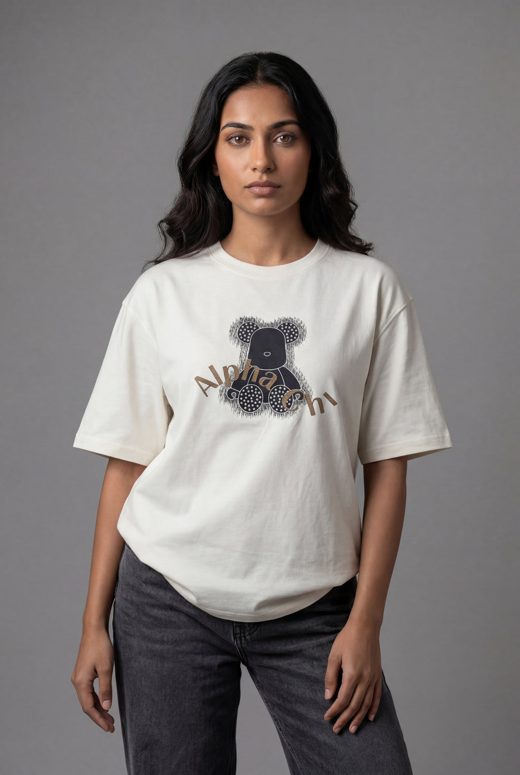 ALPHA CHI EMBOSSED TEDDY DESIGN T-SHIRT