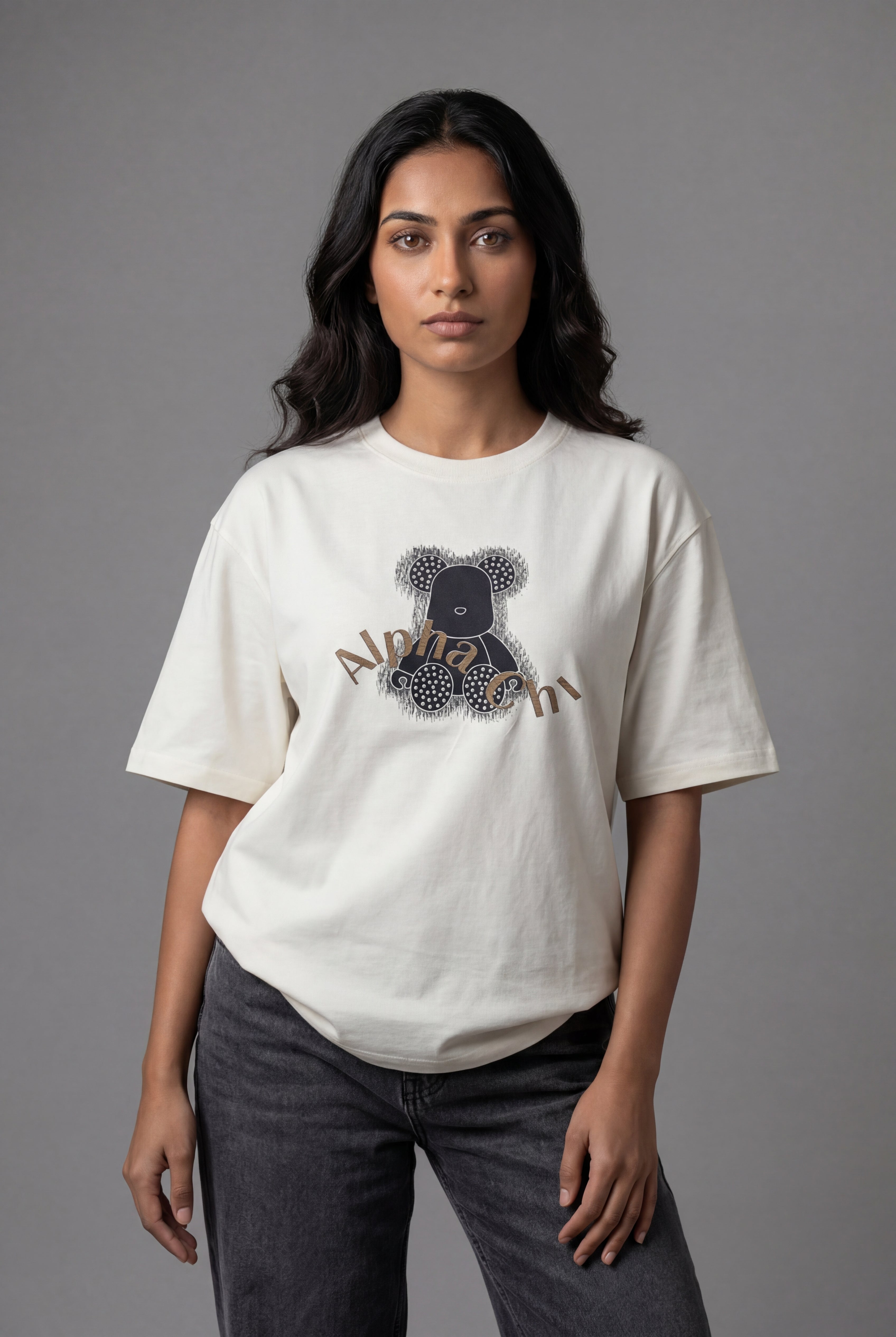 ALPHA CHI EMBOSSED TEDDY DESIGN T-SHIRT