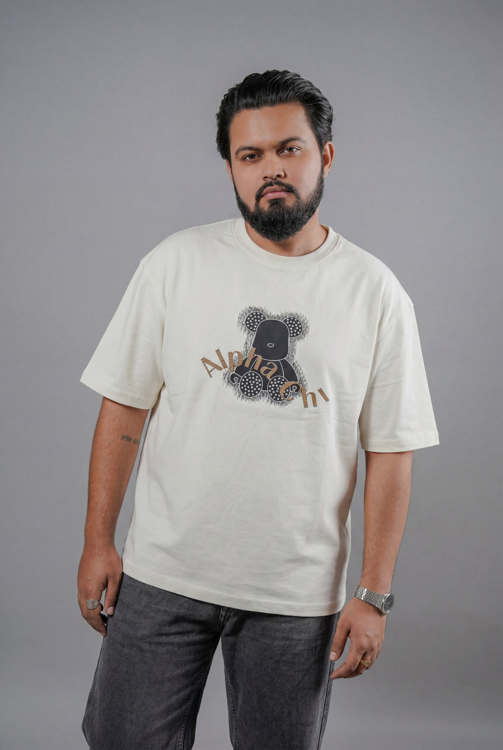 ALPHA CHI EMBOSSED TEDDY DESIGN T-SHIRT