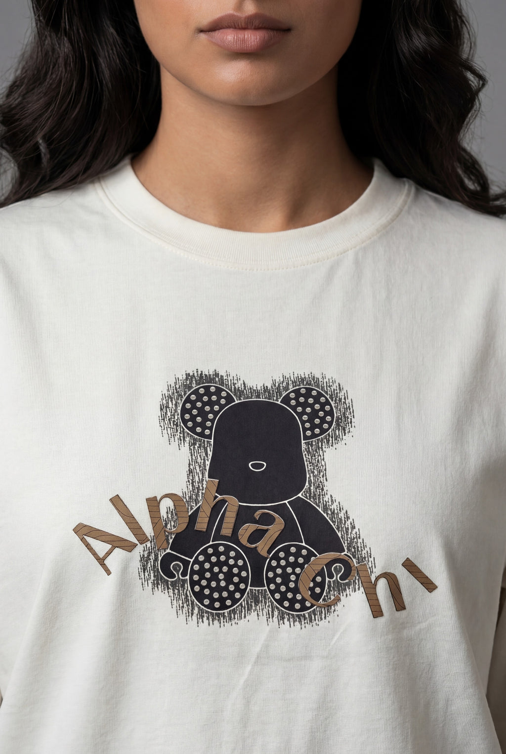 ALPHA CHI EMBOSSED TEDDY DESIGN T-SHIRT